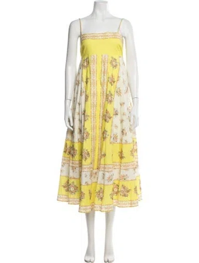 Pre-owned Alemais Floral Print Long Dress W/ Tags In Yellow