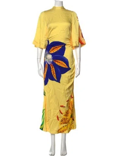 Pre-owned Alemais Floral Print Long Dress W/ Tags In Yellow