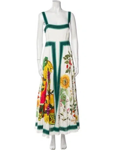Pre-owned Alemais Floral Print Long Dress In White