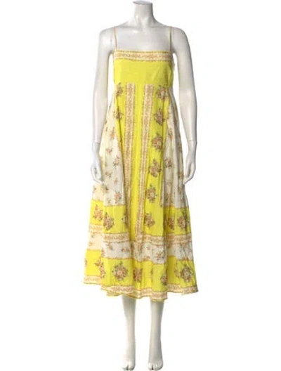 Pre-owned Alemais Floral Print Long Dress In Yellow