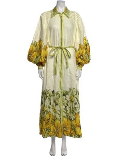 Pre-owned Alemais Floral Print Long Dress In Yellow