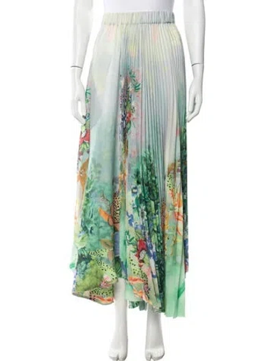 Pre-owned Alemais Floral Print Long Skirt In Green