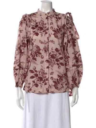 Pre-owned Alemais Floral Print Long Sleeve Blouse In Pink