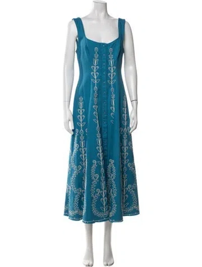 Pre-owned Alemais Floral Print Midi Length Dress In Blue
