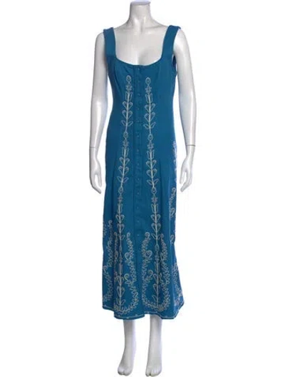 Pre-owned Alemais Floral Print Midi Length Dress In Blue