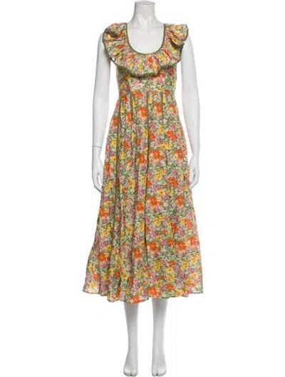 Pre-owned Alemais Floral Print Midi Length Dress In Multi