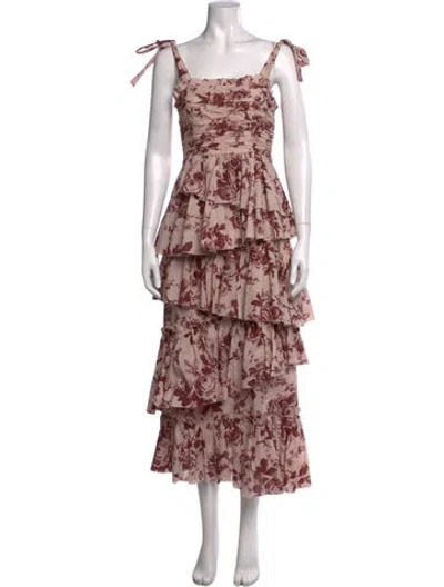 Pre-owned Alemais Floral Print Midi Length Dress In Pink