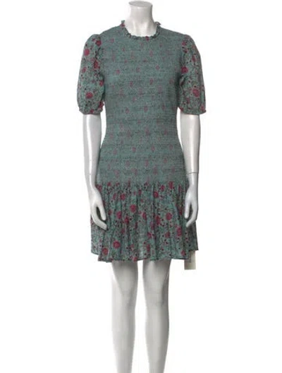 Pre-owned Alemais Floral Print Mini Dress In Blue