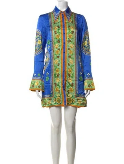Pre-owned Alemais Floral Print Mini Dress In Blue