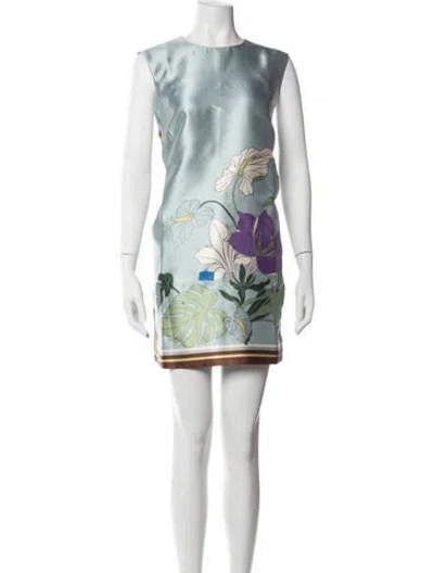 Pre-owned Alemais Floral Print Mini Dress In Blue