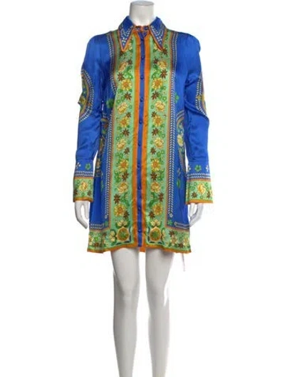 Pre-owned Alemais Floral Print Mini Dress In Blue