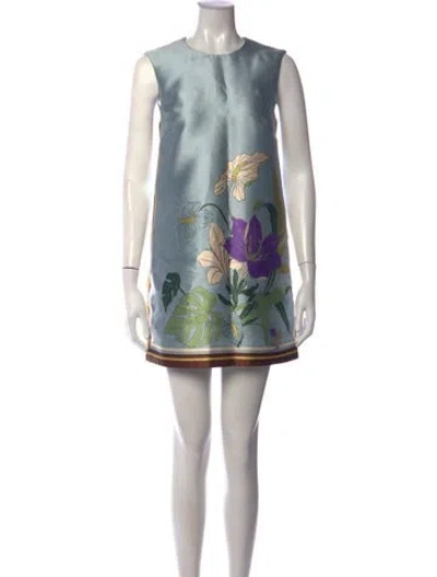 Pre-owned Alemais Floral Print Mini Dress In Blue