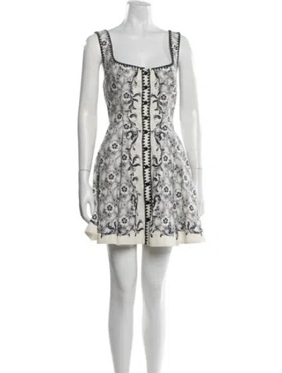 Pre-owned Alemais Floral Print Mini Dress In Blue/neutrals