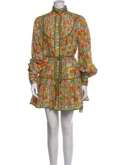 Pre-owned Alemais Floral Print Mini Dress In Green