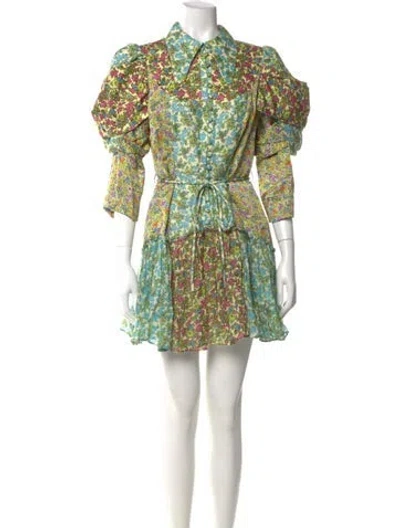 Pre-owned Alemais Floral Print Mini Dress In Green