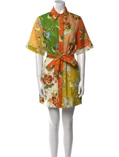 Pre-owned Alemais Floral Print Mini Dress In Green