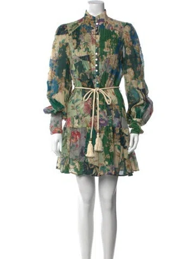 Pre-owned Alemais Floral Print Mini Dress In Green