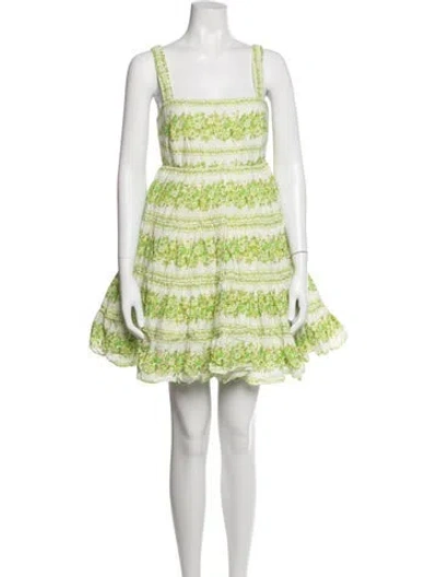Pre-owned Alemais Floral Print Mini Dress In Green