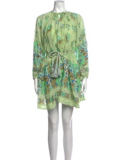 Pre-owned Alemais Floral Print Mini Dress In Green