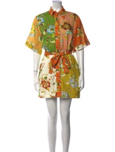 Pre-owned Alemais Floral Print Mini Dress In Green
