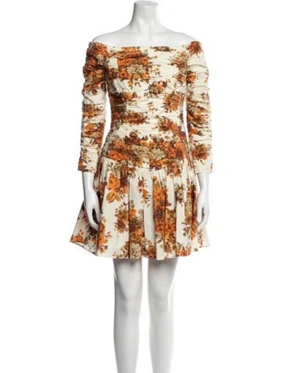 Pre-owned Alemais Floral Print Mini Dress In Neutral