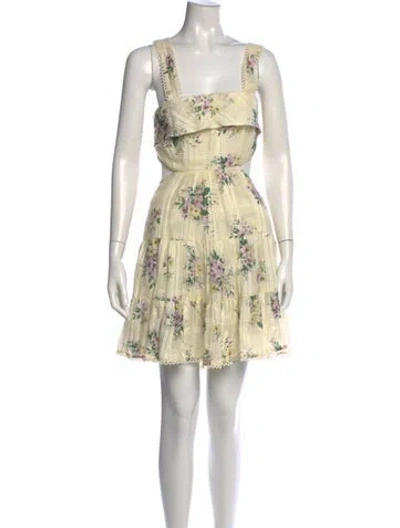 Pre-owned Alemais Floral Print Mini Dress In Neutral