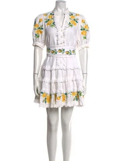 Pre-owned Alemais Floral Print Mini Dress In Neutrals