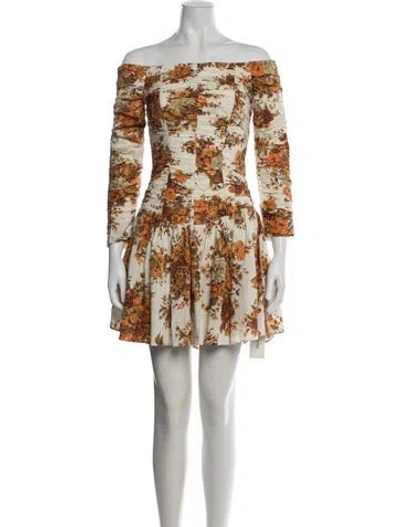 Pre-owned Alemais Floral Print Mini Dress In Neutrals
