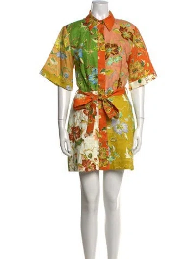 Pre-owned Alemais Floral Print Mini Dress In Neutrals/orange/yellow