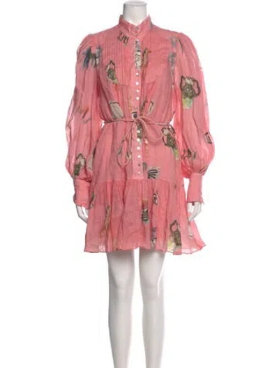 Pre-owned Alemais Floral Print Mini Dress In Pink