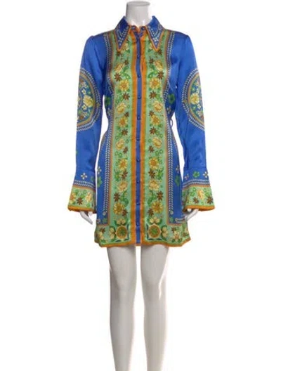 Pre-owned Alemais Floral Print Mini Dress W/ Tags In Blue