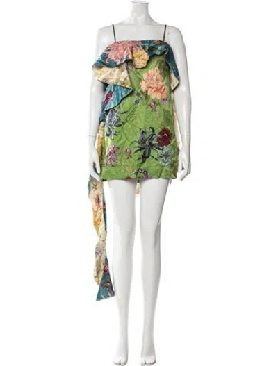 Pre-owned Alemais Floral Print Mini Dress W/ Tags In Green