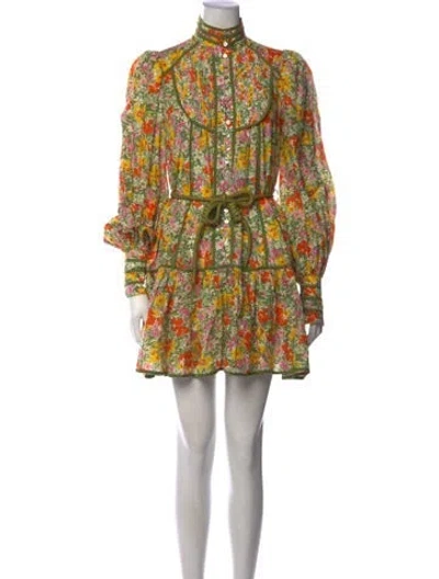 Pre-owned Alemais Floral Print Mini Dress In White
