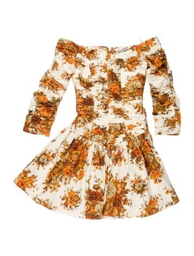 Pre-owned Alemais Floral Print Mini Dress In Yellow