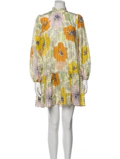 Pre-owned Alemais Floral Print Mini Dress In Yellow