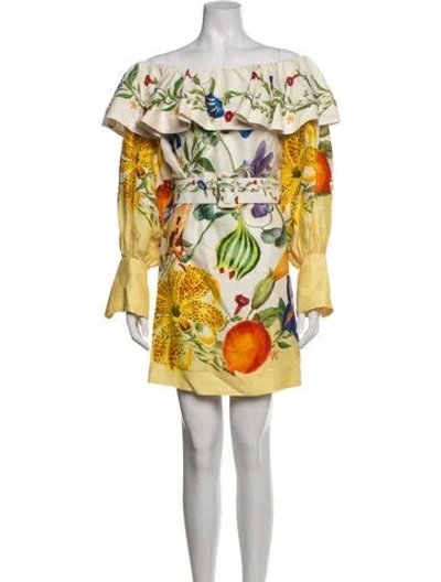 Pre-owned Alemais Floral Print Mini Dress In Yellow