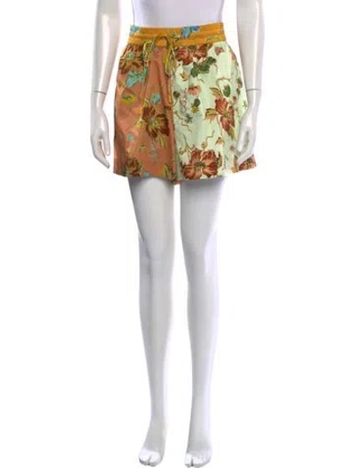 Pre-owned Alemais Floral Print Mini Shorts In Neutrals