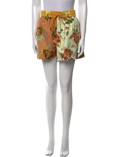 Pre-owned Alemais Floral Print Mini Shorts In Orange