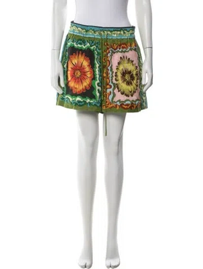 Pre-owned Alemais Floral Print Mini Shorts In White