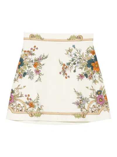 Alemais Floral-print Mini Skirt In Neutral