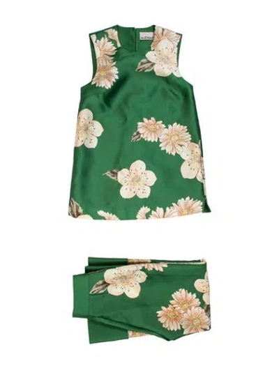 Pre-owned Alemais Floral Print Pant Set In Green