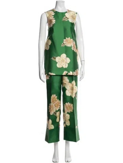 Pre-owned Alemais Floral Print Pant Set W/ Tags In Green