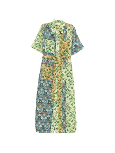Alemais Floral Print Shirt Dress In Green