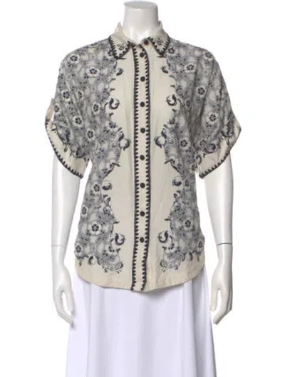 Pre-owned Alemais Floral Print Short Sleeve Blouse In Multi