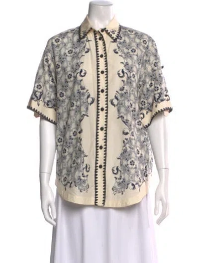 Pre-owned Alemais Floral Print Short Sleeve Blouse In Multi