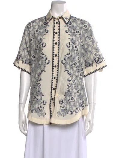 Pre-owned Alemais Floral Print Short Sleeve Blouse In Multi