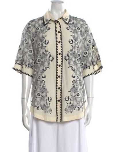 Pre-owned Alemais Floral Print Short Sleeve Blouse In Multi