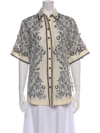 Pre-owned Alemais Floral Print Short Sleeve Blouse In Multi