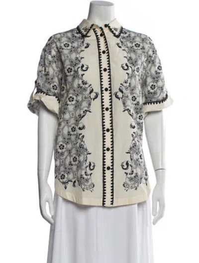 Pre-owned Alemais Floral Print Short Sleeve Blouse In Multicolor