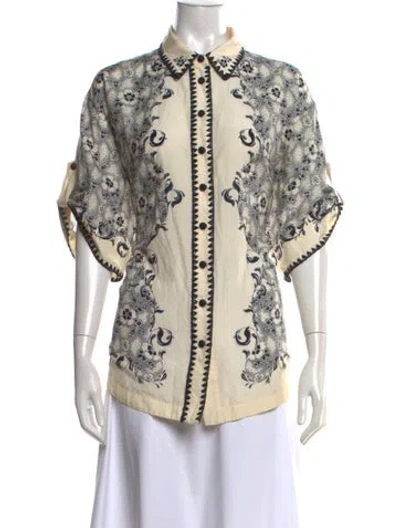 Pre-owned Alemais Floral Print Short Sleeve Blouse In Multicolor
